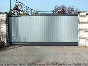 Откатные ворота DoorHan 2300х1200 цвет RAL 9006 серебристый филенка с автоматикой preview 1