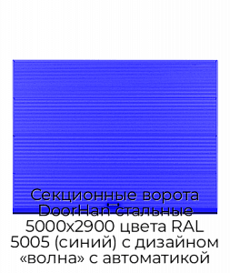 Секционные ворота DoorHan стальные 5000х2900 цвета RAL 5005 (синий) с дизайном «волна» с автоматикой preview 1