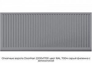 Откатные ворота DoorHan 2200х1700 цвет RAL 7004 серый филенка с автоматикой preview 1