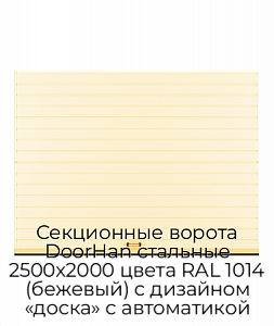 Секционные ворота DoorHan стальные 2500х2000 цвета RAL 1014 (бежевый) с дизайном «доска» с автоматикой preview 1