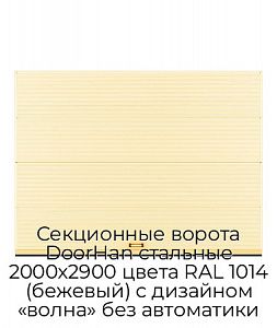 Секционные ворота DoorHan стальные 2000х2900 цвета RAL 1014 (бежевый) с дизайном «волна» без автоматики preview 1