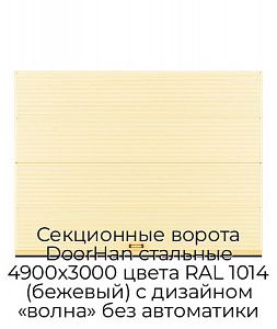 Секционные ворота DoorHan стальные 4900х3000 цвета RAL 1014 (бежевый) с дизайном «волна» без автоматики preview 1