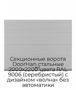 Секционные ворота DoorHan стальные 2000х2200 цвета RAL 9006 (серебристый) с дизайном «волна» без автоматики