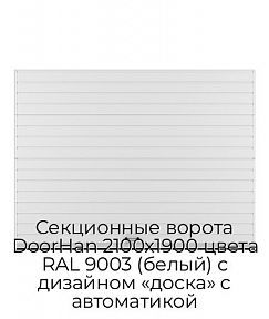 Секционные ворота DoorHan 2100х1900 цвета RAL 9003 (белый) с дизайном «доска» с автоматикой
