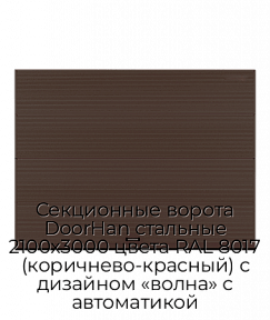 Секционные ворота DoorHan стальные 2100х3000 цвета RAL 8017 (коричнево-красный) с дизайном «волна» с автоматикой
