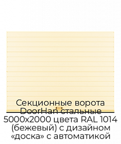 Секционные ворота DoorHan стальные 5000х2000 цвета RAL 1014 (бежевый) с дизайном «доска» с автоматикой